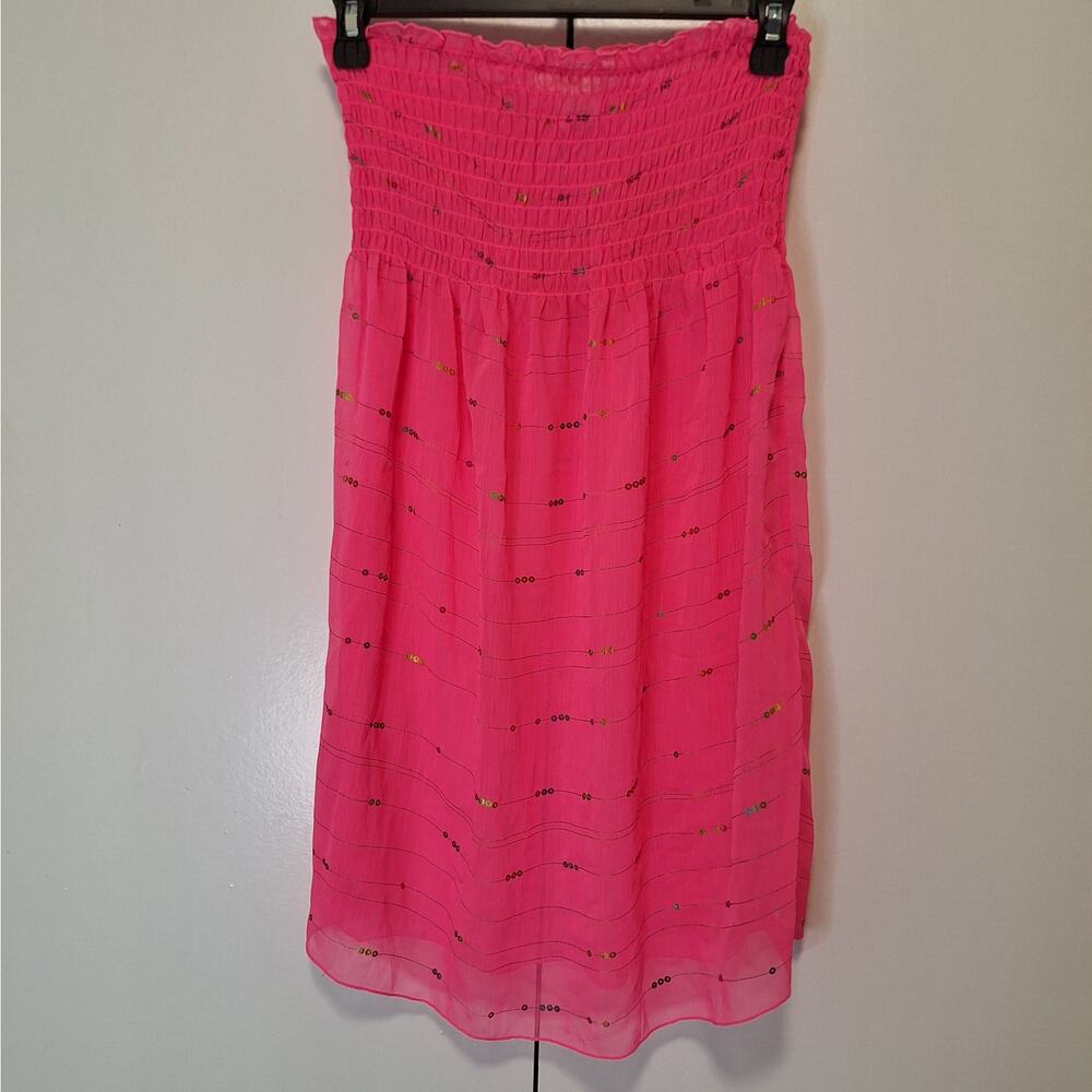 OP Pink Sequin Strapless Swim Cover Dress Size Small (3/5)